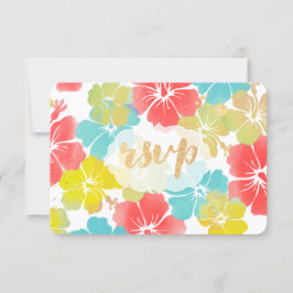 PixDezines hibiscus/floraal/rsvp RSVP Kaartje