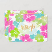 PixDezines hibiscus/floraal/rsvp RSVP Kaartje (Voorkant / Achterkant)