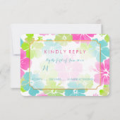 PixDezines hibiscus/floraal/rsvp RSVP Kaartje (Achterkant)