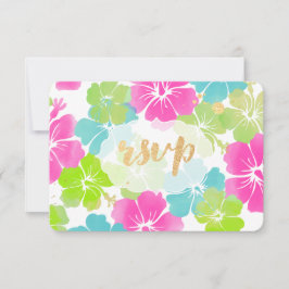 PixDezines hibiscus/floraal/rsvp RSVP Kaartje