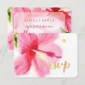 PixDezines hibiscus/floral/rsvp RSVP Kaartje (Voorkant / Achterkant)