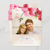 PixDezines  hibiscus/foto/bewaardatum Save The Date (Voorkant / Achterkant)