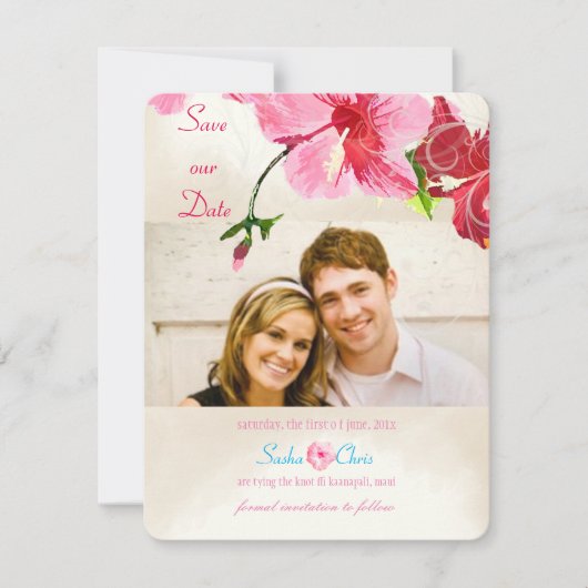 PixDezines  hibiscus/foto/bewaardatum Save The Date (Voorkant)
