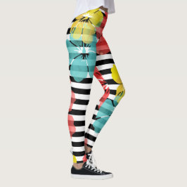 PixDezines Hibiscus/Geel/Oranje/Aqua/DIY Bckgrnd Leggings