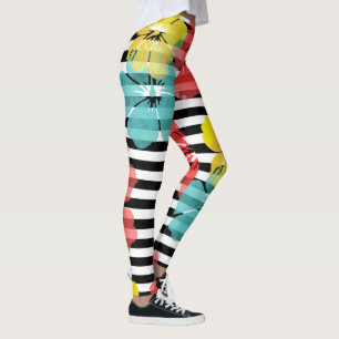 PixDezines Hibiscus/Geel/Oranje/Aqua/DIY Bckgrnd Leggings