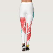 PixDezines Hibiscus/Geel/Sinaasappel/Aqua/DIY Acht Leggings (Achterkant)