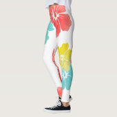 PixDezines Hibiscus/Geel/Sinaasappel/Aqua/DIY Acht Leggings (Links)