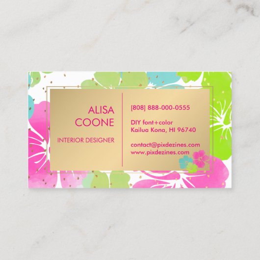 PixDezines Hibiscus/Gold Species/DIY Background Visitekaartje (Achterkant)