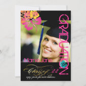PixDezines HIBISCUS GRADUATION INVITATIONS Kaart (Voorkant)