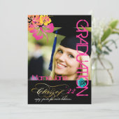 PixDezines HIBISCUS GRADUATION INVITATIONS Kaart (Staand voorkant)