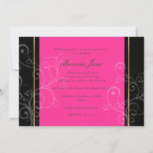PixDezines HIBISCUS GRADUATION INVITATIONS Kaart (Achterkant)