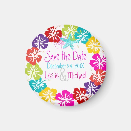 PixDezines hibiscus lei, Save the Date Magneet (Voorkant)