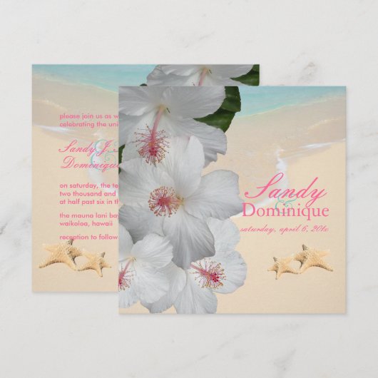 PixDezines Hibiscus Lei/strand/tropische bruiloft Kaart (Voorkant / Achterkant)