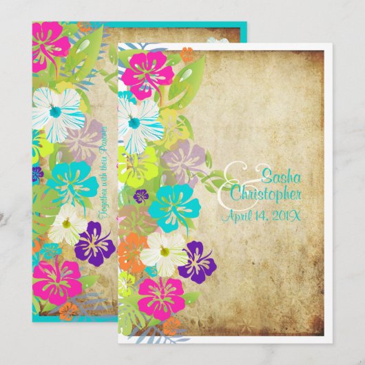 PixDezines  HIBISCUS LEIS/LUAU/DIY-kleuren Kaart (Voorkant / Achterkant)