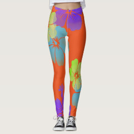 PixDezines Hibiscus/Limoen/Paarse/Aqua Leggings