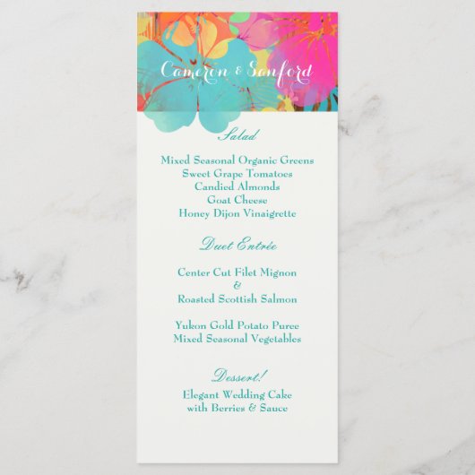 PixDezines Hibiscus Menu/Roze/Blauw/Sinaasappel Menu (Achterkant)