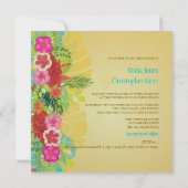 PixDezines Hibiscus+monstera/yellow+aqua Kaart (Achterkant)