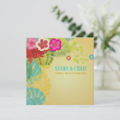 PixDezines Hibiscus+monstera/yellow+aqua Kaart (Staand voorkant)