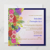 PixDezines Hibiscus+monstera/yellow+fuschia Kaart (Achterkant)