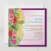 PixDezines Hibiscus+monstera/yellow+fuschia Kaart (Achterkant)