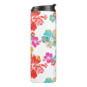 PixDezines Hibiscus/Oranje/Geel/Blauw Thermosbeker (Gedraaid links)