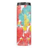 PixDezines Hibiscus/Oranje/Geel/Blauw Thermosbeker (Achterkant)