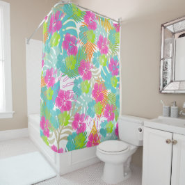 PixDezines Hibiscus/Rainforest/DIY-achtergrond Douchegordijn