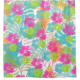 PixDezines Hibiscus/Rainforest/DIY-achtergrond Douchegordijn