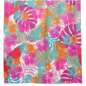 PixDezines Hibiscus/Rainforest/DIY-achtergrond Douchegordijn (Voorkant)