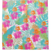 PixDezines Hibiscus/Rainforest/DIY-achtergrond Douchegordijn (Voorkant)