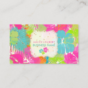 PixDezines hibiscus/regenwoud/DIY achtergrond Visitekaartje