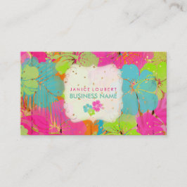 PixDezines hibiscus/regenwoud/houten panelen Visitekaartje