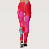 PixDezines Hibiscus/Roze/Sinaasappel/Aqua/DIY Acht Leggings (Achterkant)