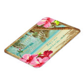 PixDezines hibiscus/ strand/datum opslaan Magneet (Linkerzijde)