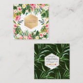 PixDezines Hibiscus Tropisch Oerwoud Vierkante Visitekaartje (Voorkant / Achterkant)