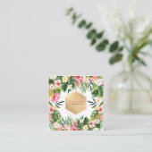 PixDezines Hibiscus Tropisch Oerwoud Vierkante Visitekaartje (Staand voorkant)