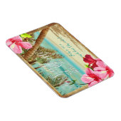 PixDezines hibiscus/vintage strand/red datum Magneet (Rechterzijde)