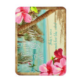 PixDezines hibiscus/vintage strand/red datum Magneet (Verticaal)
