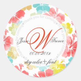 PixDezines hibiscus/watercolor-effect Ronde Sticker