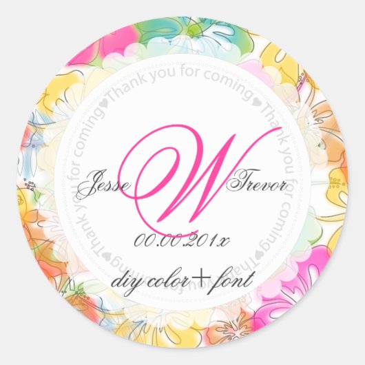 PixDezines hibiscus/waterverf beïnvloeden Ronde Sticker (Voorkant)