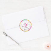 PixDezines hibiscus/waterverf beïnvloeden Ronde Sticker (Envelop)