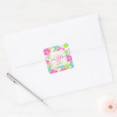 PixDezines hibiscus/waterverf beïnvloeden Vierkante Sticker (Envelop)