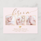 PixDezines Hier ben ik geboorte aankondiging/hart Aankondigingskaart (Voorkant)