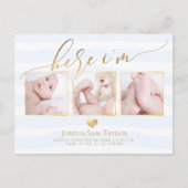 PixDezines Hier ben ik geboorte aankondiging/hart Aankondigingskaart (Voorkant)