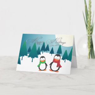 PixDezines Holiday Cards, pinguïns Feestdagen Kaart