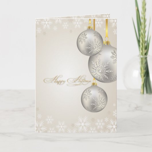 PixDezines Holiday Cards, zilveren sieraden Feestdagen Kaart (Voorkant)