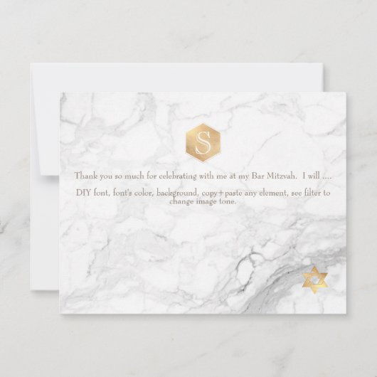 PixDezines Honeycomb Bar Mitzvah Bedankt✡ RSVP Kaartje (Achterkant)