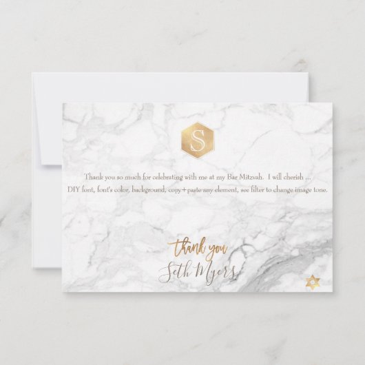 PixDezines Honeycomb Bar Mitzvah Dank u ✡ RSVP Kaartje (Achterkant)