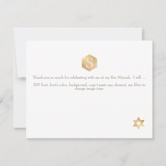 PixDezines Honeycomb Bar Mitzvah ✡ dank u RSVP Kaartje (Achterkant)