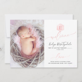 PixDezines Honeycomb Birth Announcement, meisje Aankondiging